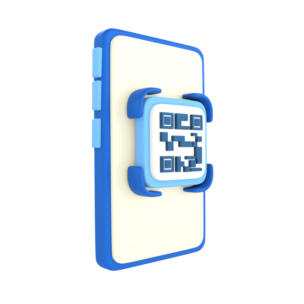 QR code scanner financial technology 3D Icon render png