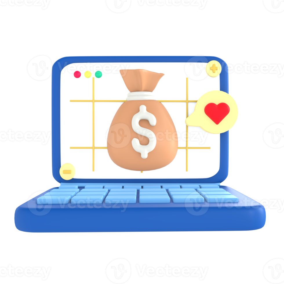 dinero en línea financiero tecnología 3d icono hacer png