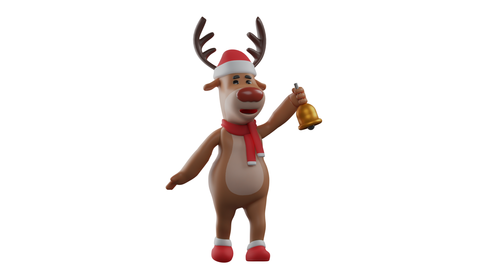 3D Illustration Excited Deer 3D Cartoon Character The Deer Stood 3d-illustration-excited-deer-3d-cartoon-character-the-deer-stood