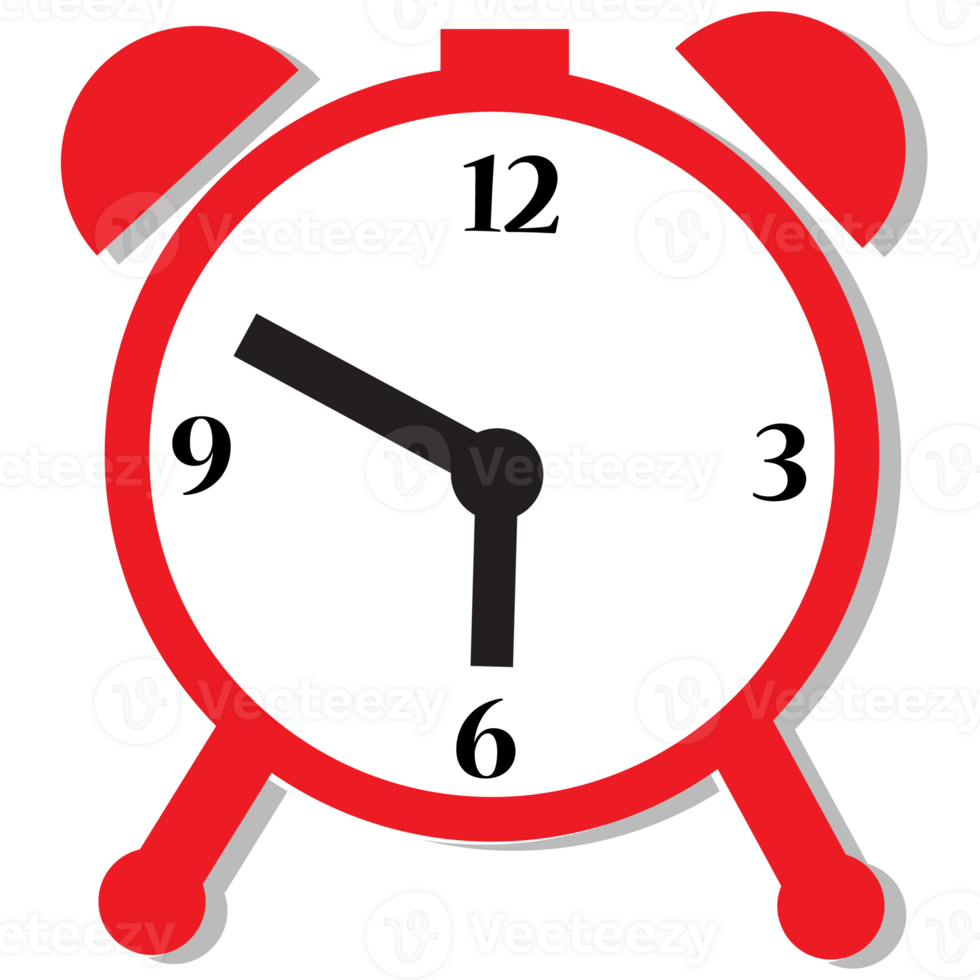 Red alarm clock icon illustration. png