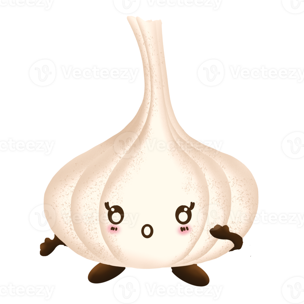 Curious cute garlic png