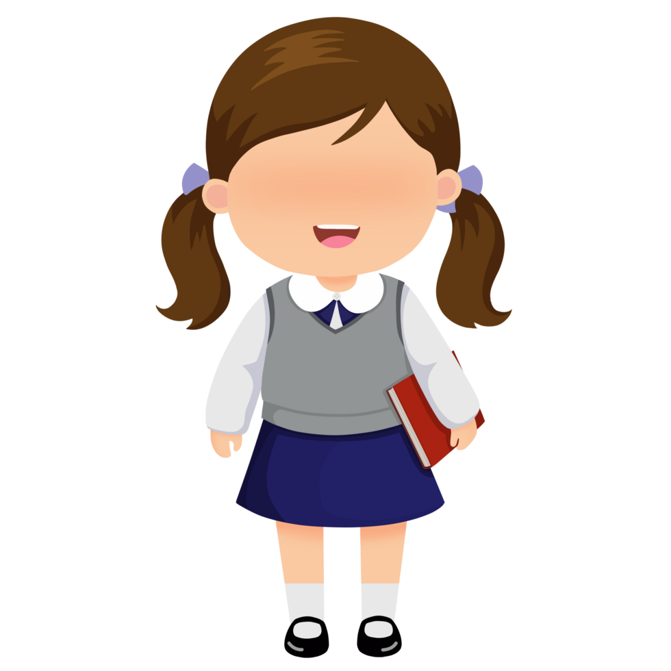 illustration of a student in school uniform holding a book png