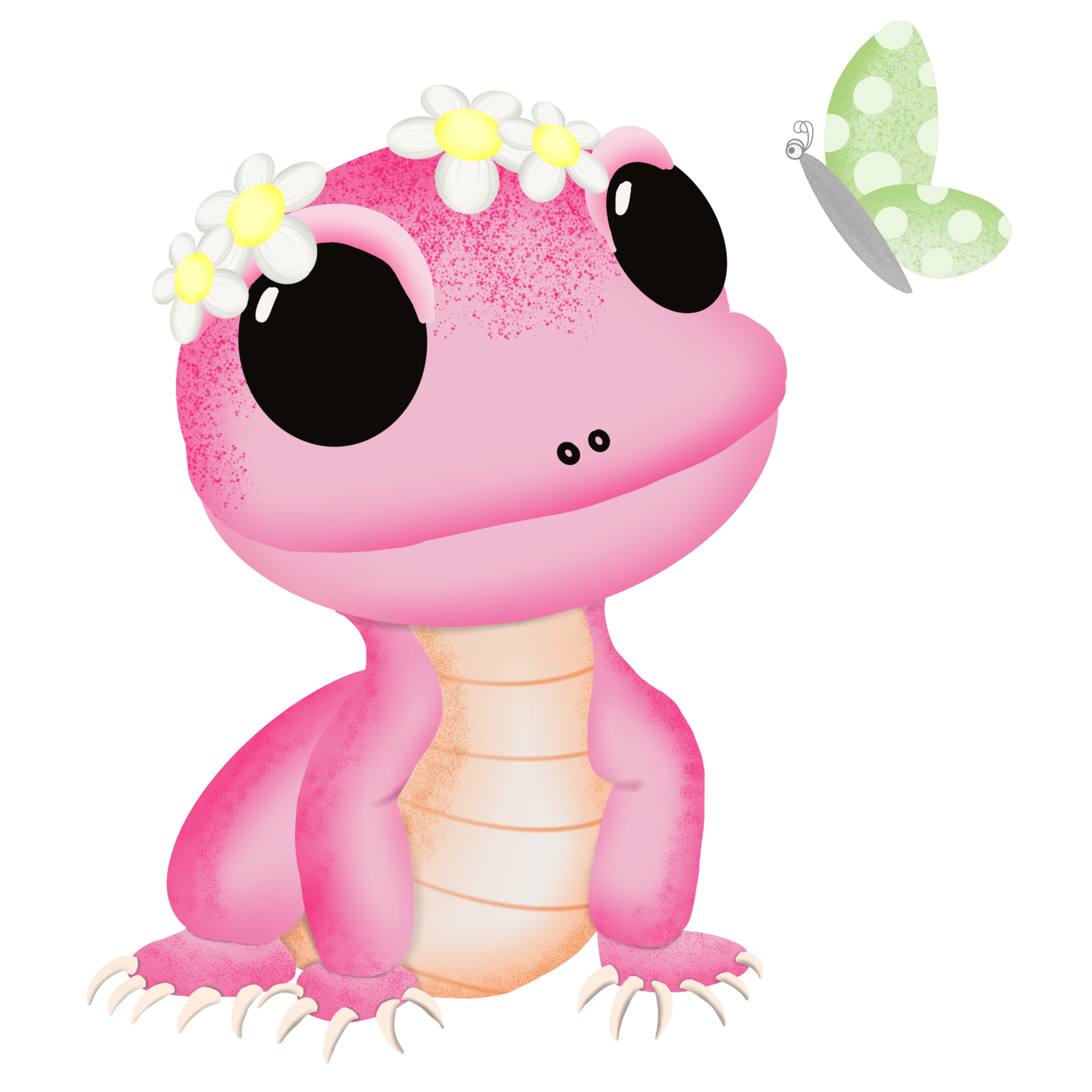 Baby Monitor Lizard With Butterfly 28036926 PNG