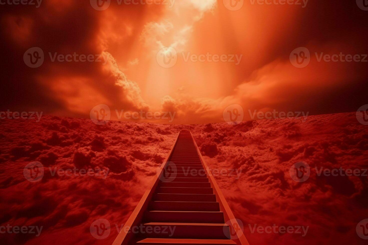 rojo escalera infierno cerca cielo. generar ai foto
