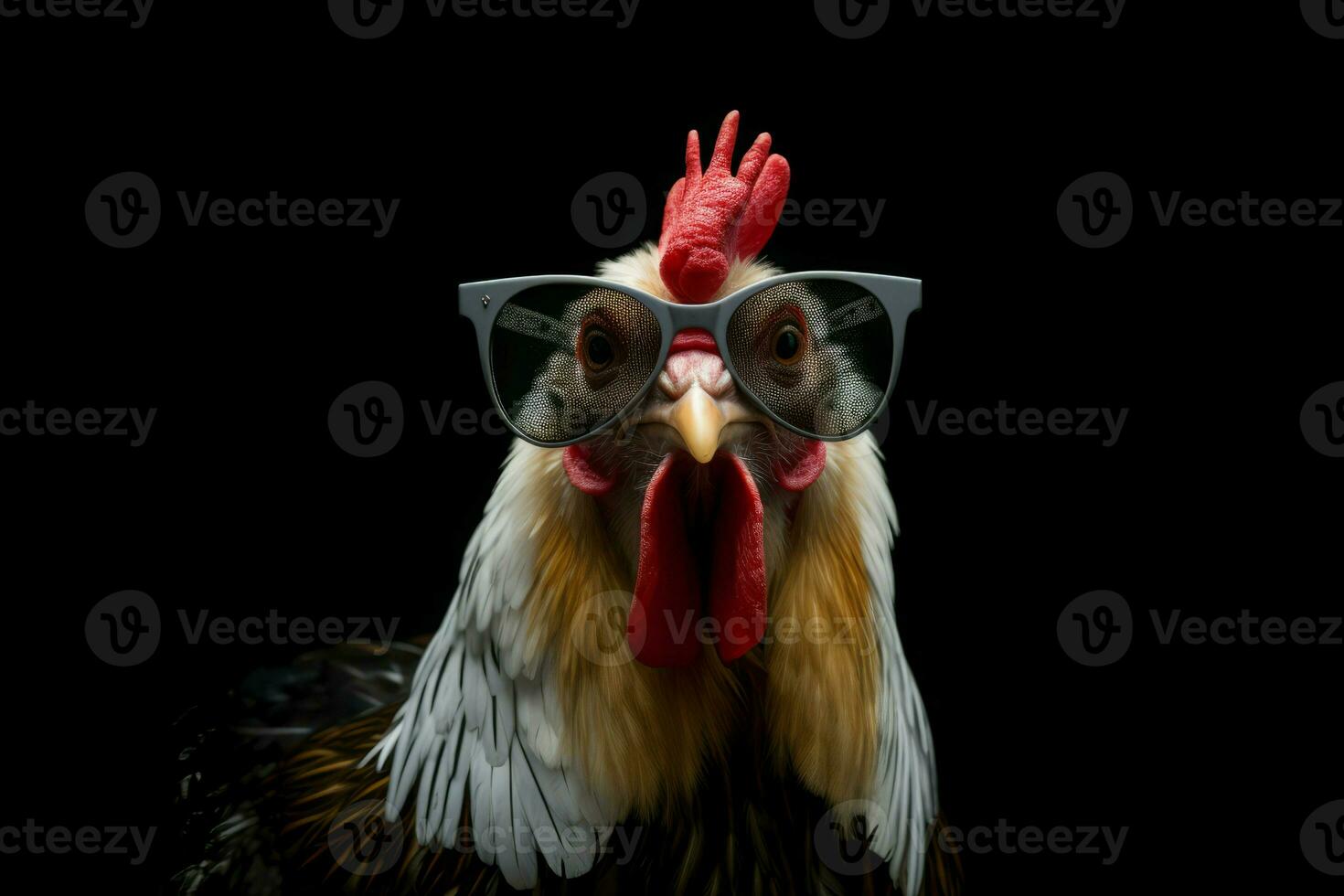 Rooster in sunglasses. Generate Ai photo