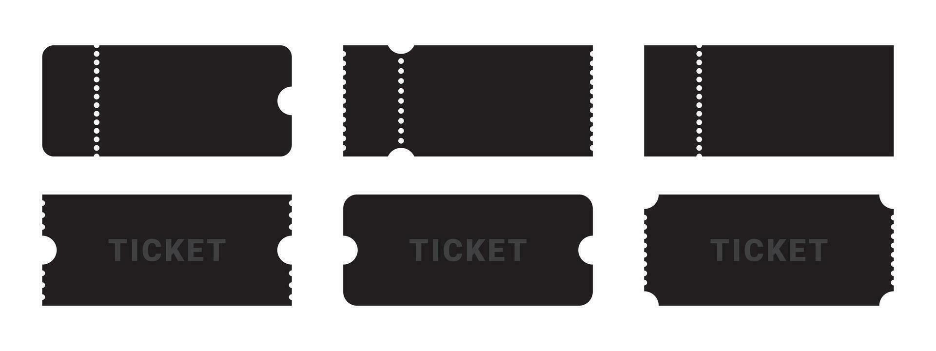 Blank tickets set. Black admission tickets. Coupons or tickets. Vector scalable graphics
