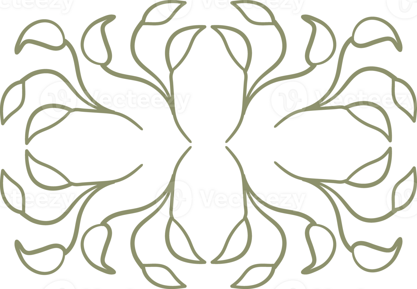natural floral doodle ornament png