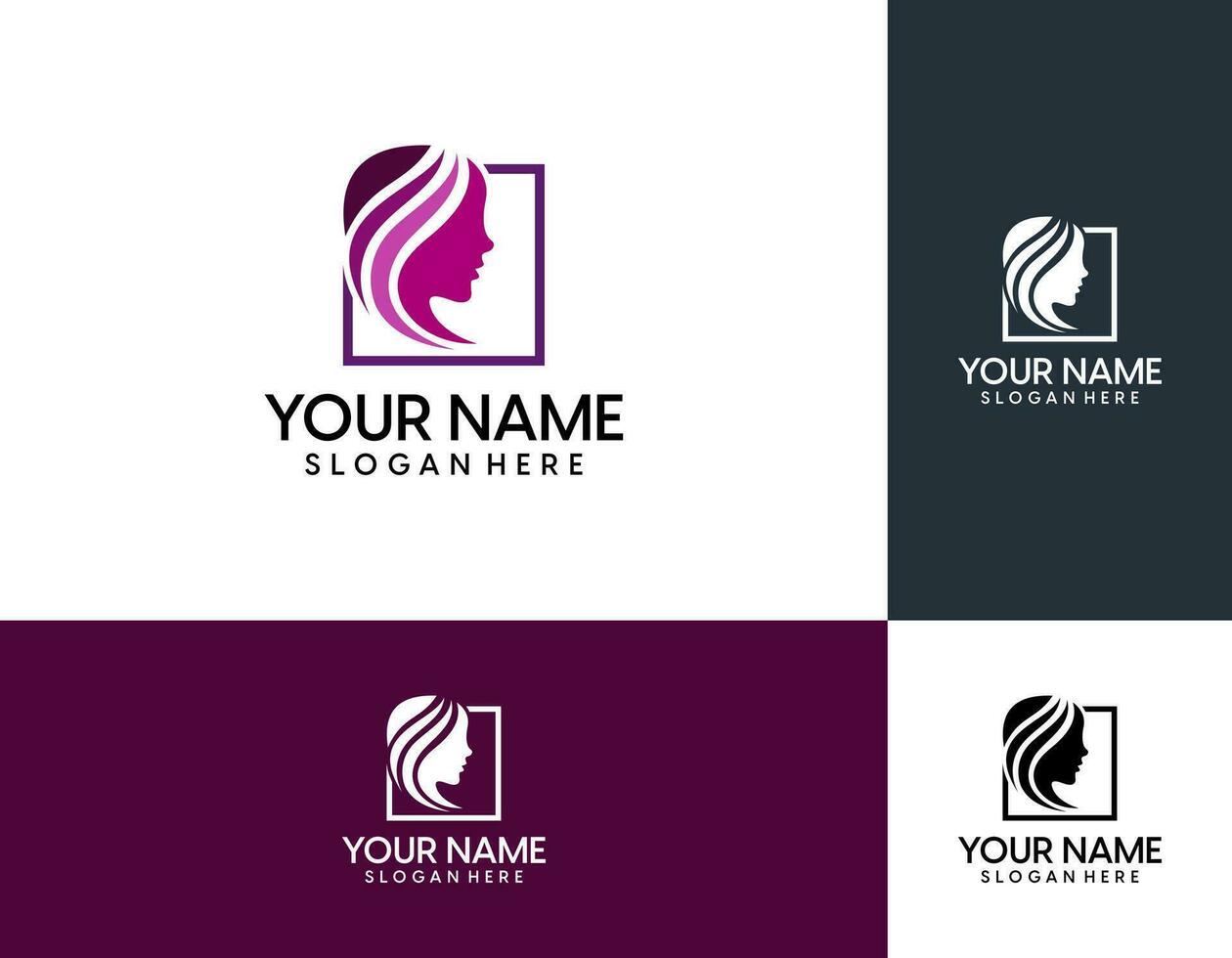 Vector logo design template in trendy linear style - woman's face - abstract emblem for cosmetics and beauty products