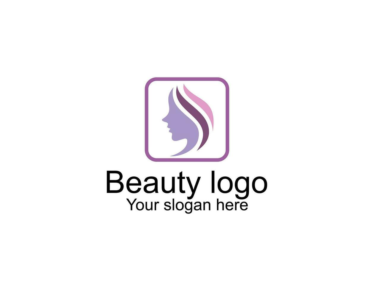 women long hair style icon, logo women face vector