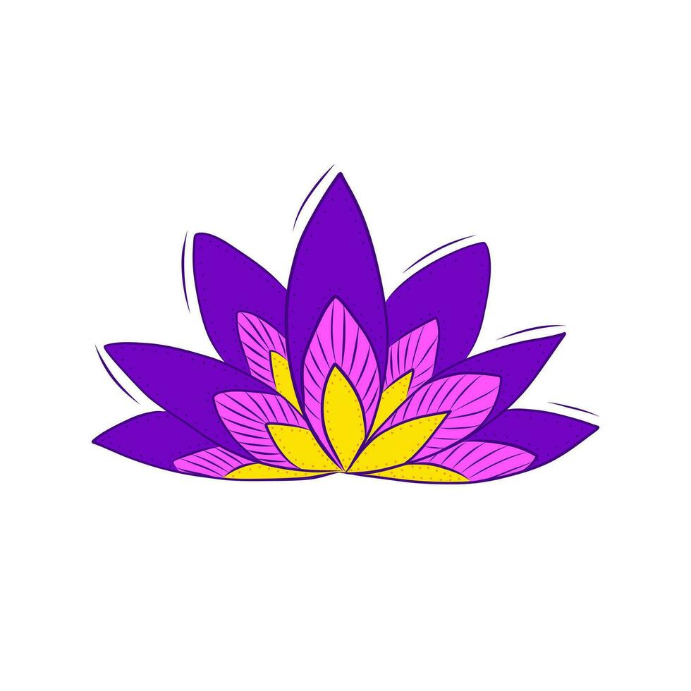 Color Lotus Flower Decorative Element in Doodle Style vector