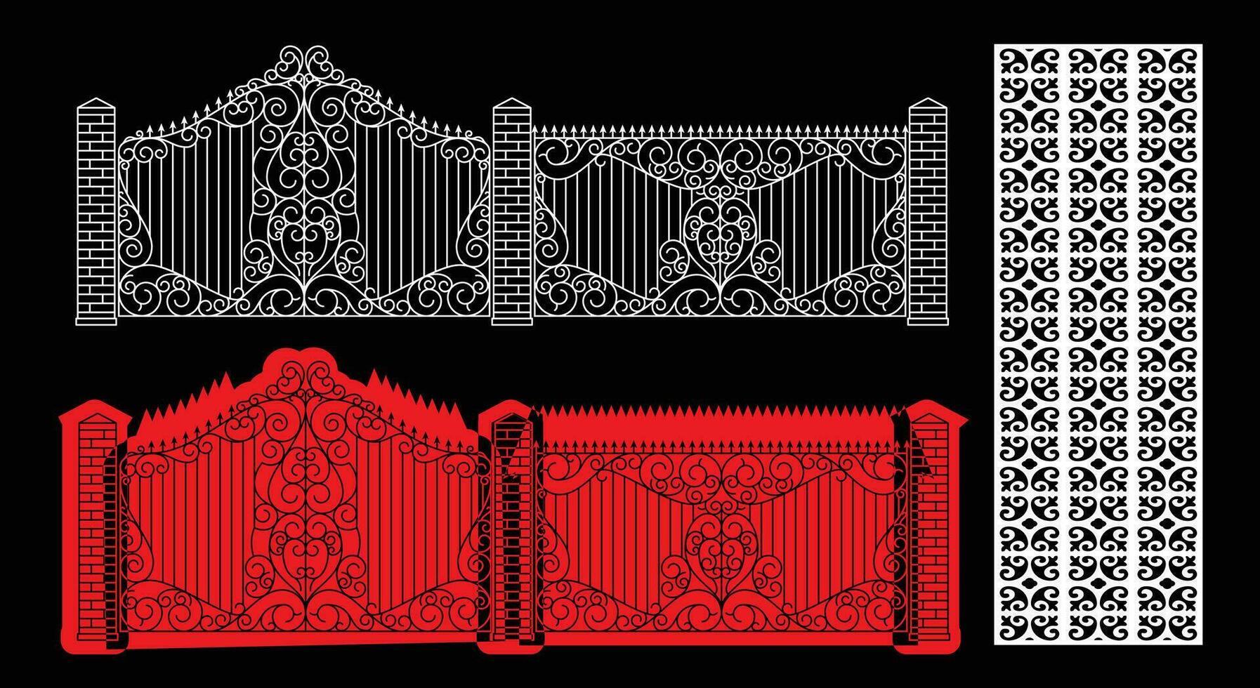 Decorative wall panels set Jali design CNC pattern,laser cutting pattern,router CNCcutting.Jali Laser cut decorative panel set with lace pattern. vector