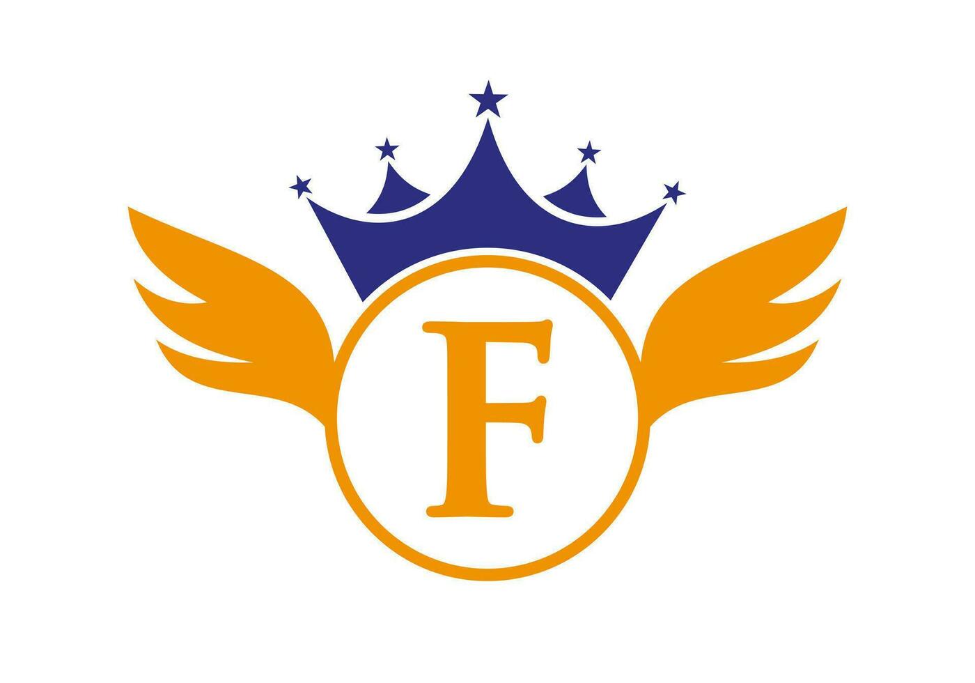 letra F transporte logo con ala, proteger y corona icono. ala logo en proteger símbolo vector