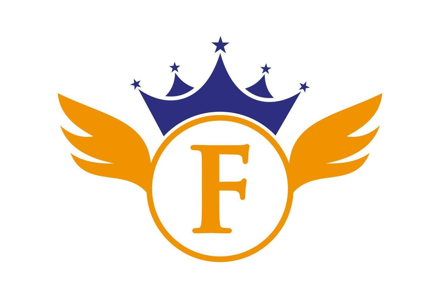 Letter F Transportation Logo With Wing, Shield And Crown Icon. Wing Logo On Shield Symbol vector