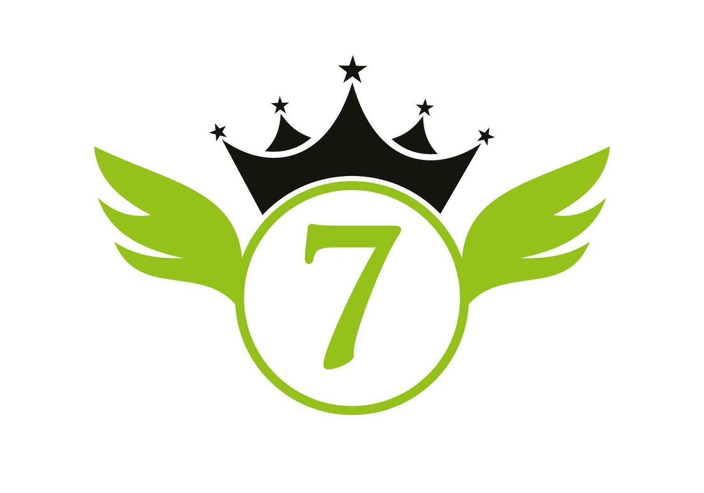 Letter 7 Transportation Logo With Wing, Shield And Crown Icon. Wing Logo On Shield Symbol vector