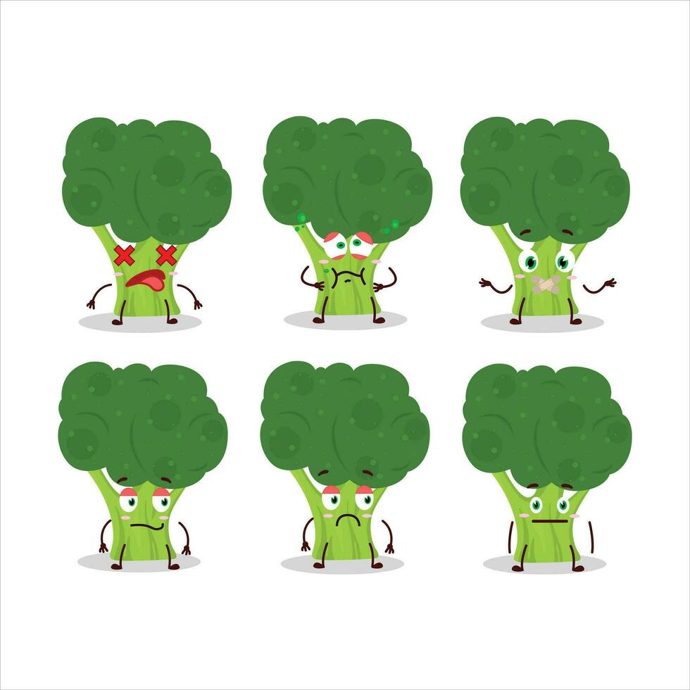 brocoli dibujos animados en personaje con no expresión vector