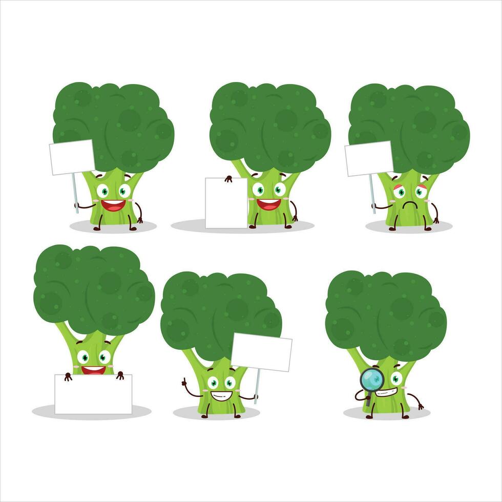 Brocoli cartoon in character bring information board vector