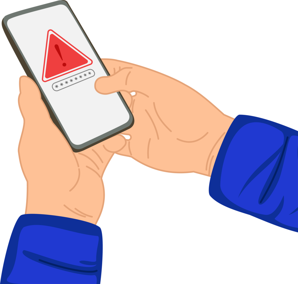 System warning error popup and maintenance showing on smartphone screen. Cybersecurity vulnerability png