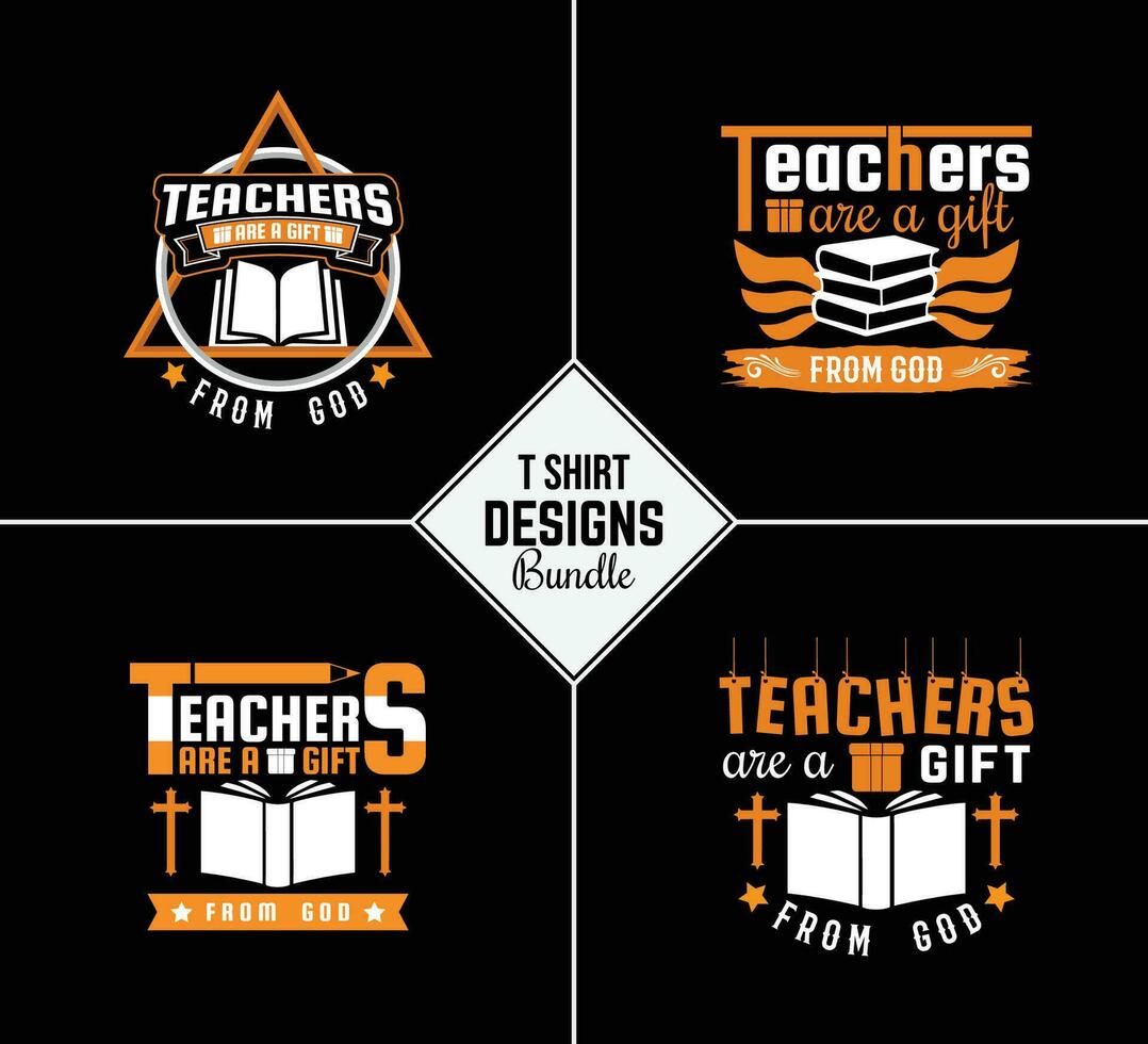 Vintage teacher t shirt design bundle with creative teacher day motivation quote and vector shape