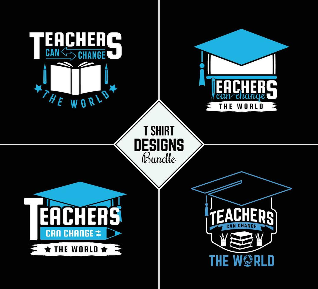 Vintage teacher t shirt design bundle with creative teacher day motivation quote and vector shape