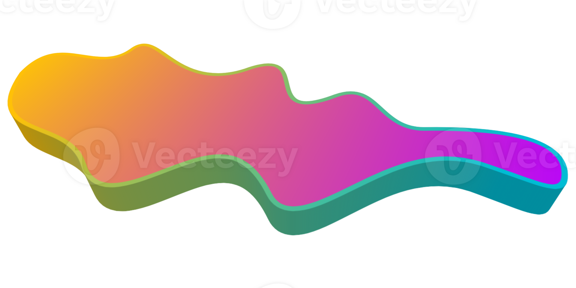 Abstract shapes form isolated on transparent background. Vibrant color blending design template png