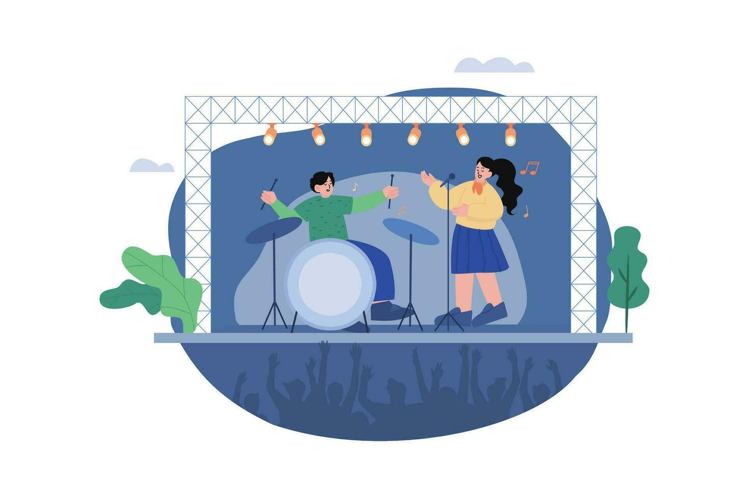 Open Air Concert Illustration concept. A flat illustration isolated on white background vector