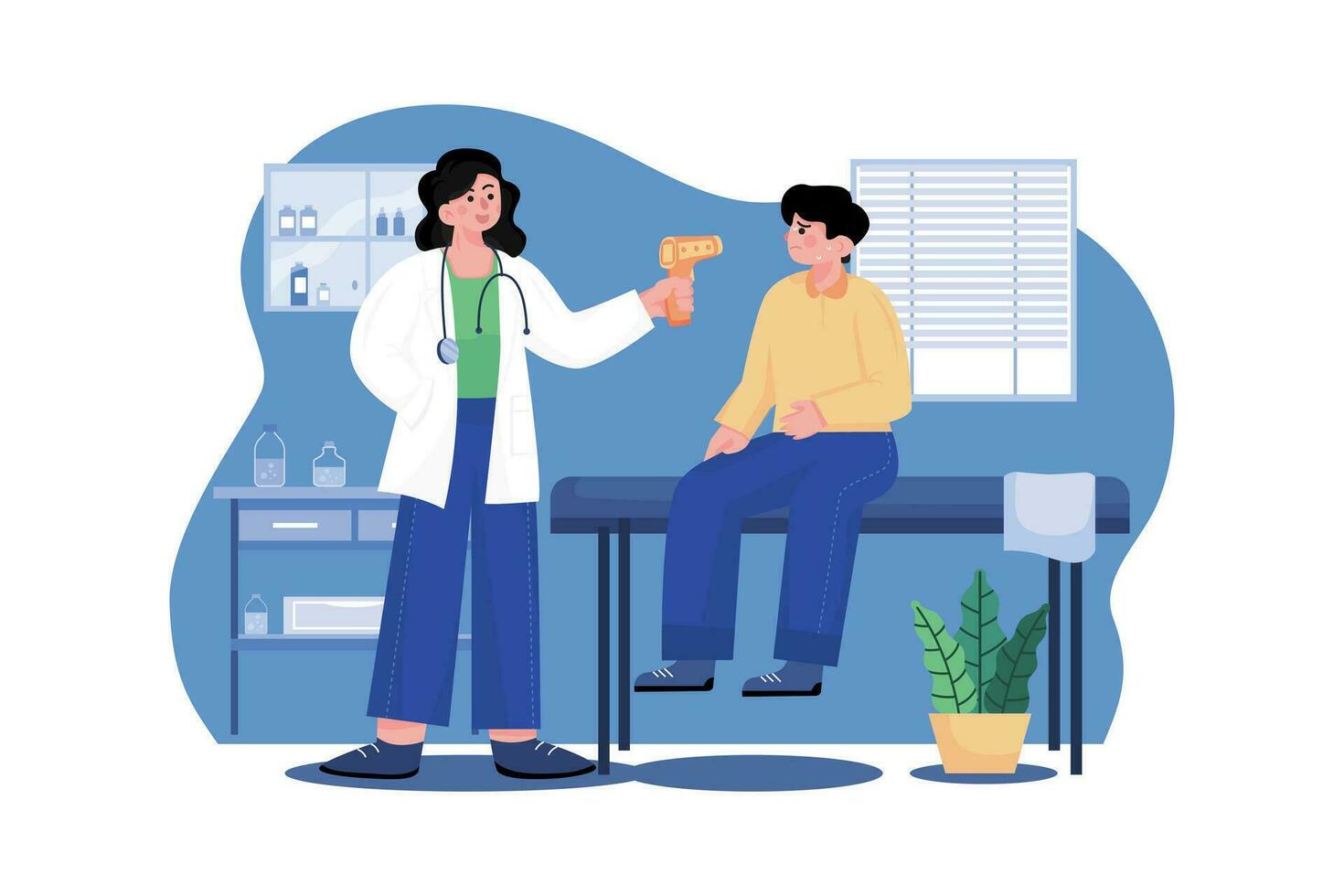 Doctor Measuring Temperature Of The Patient vector