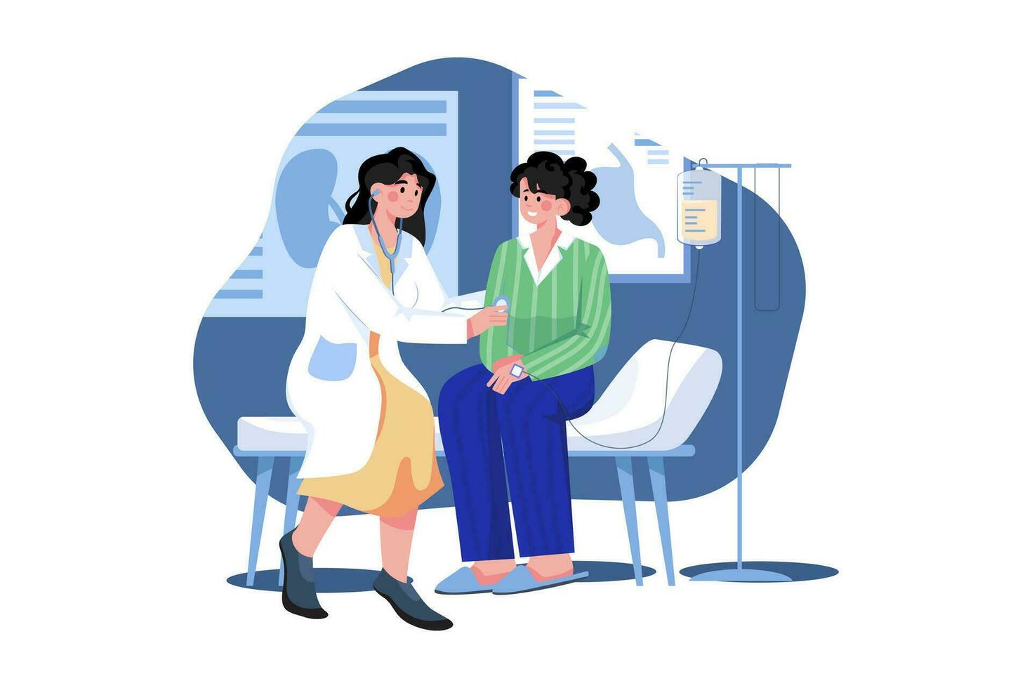 Female Doctor Doing Checkup of The Patient vector