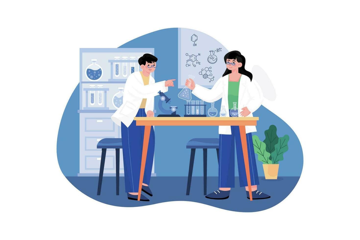 Medical Research Team Working On Lab vector