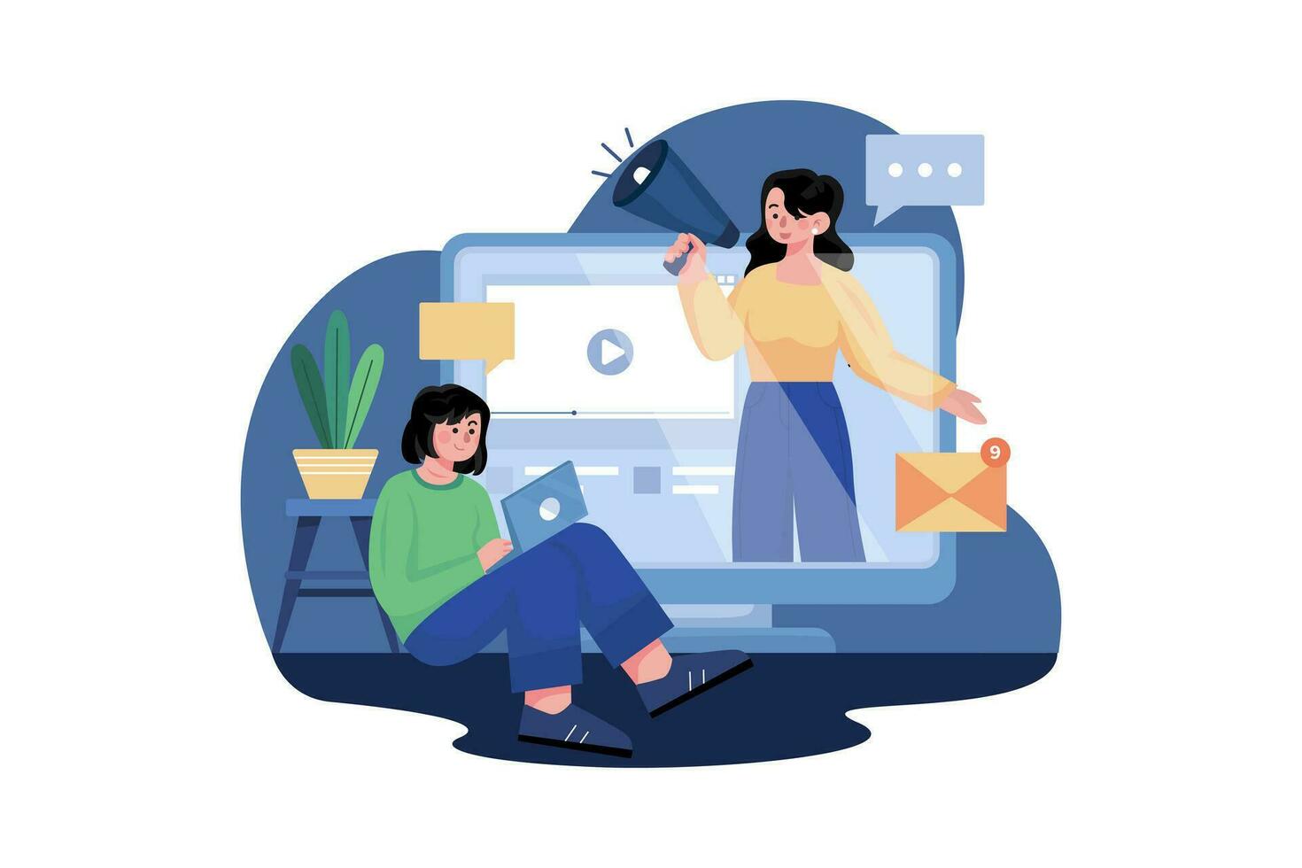 Online Digital Marketing Illustration concept on white background vector