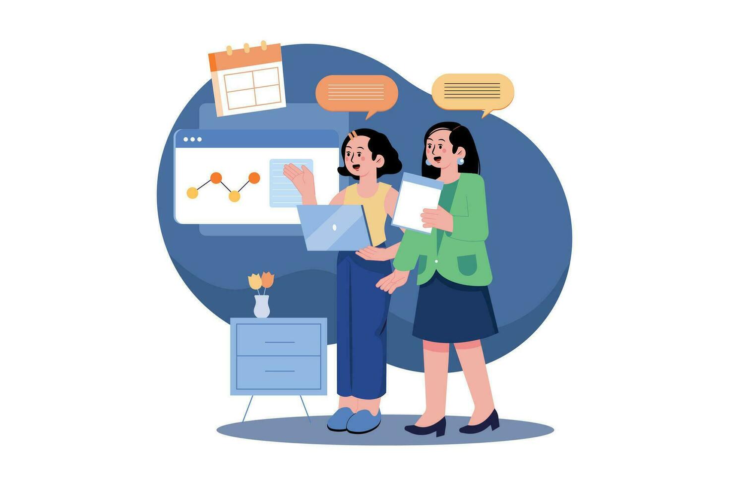The Advertising Team is Talking About a Marketing Campaign vector