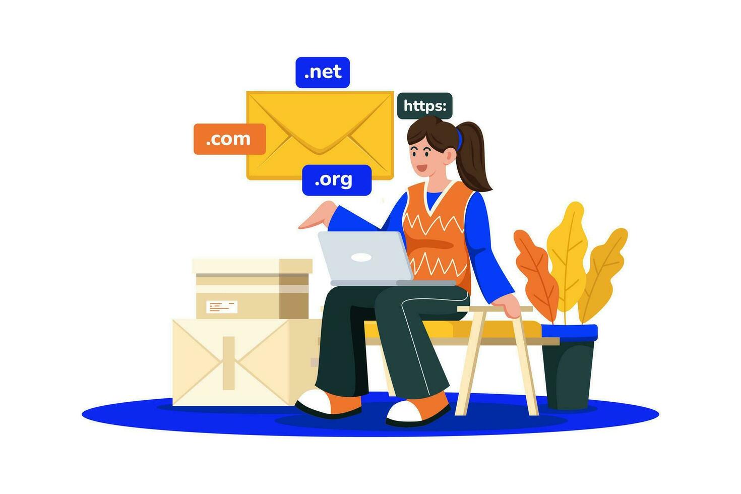 Email service offers customizable domains for businesses. vector
