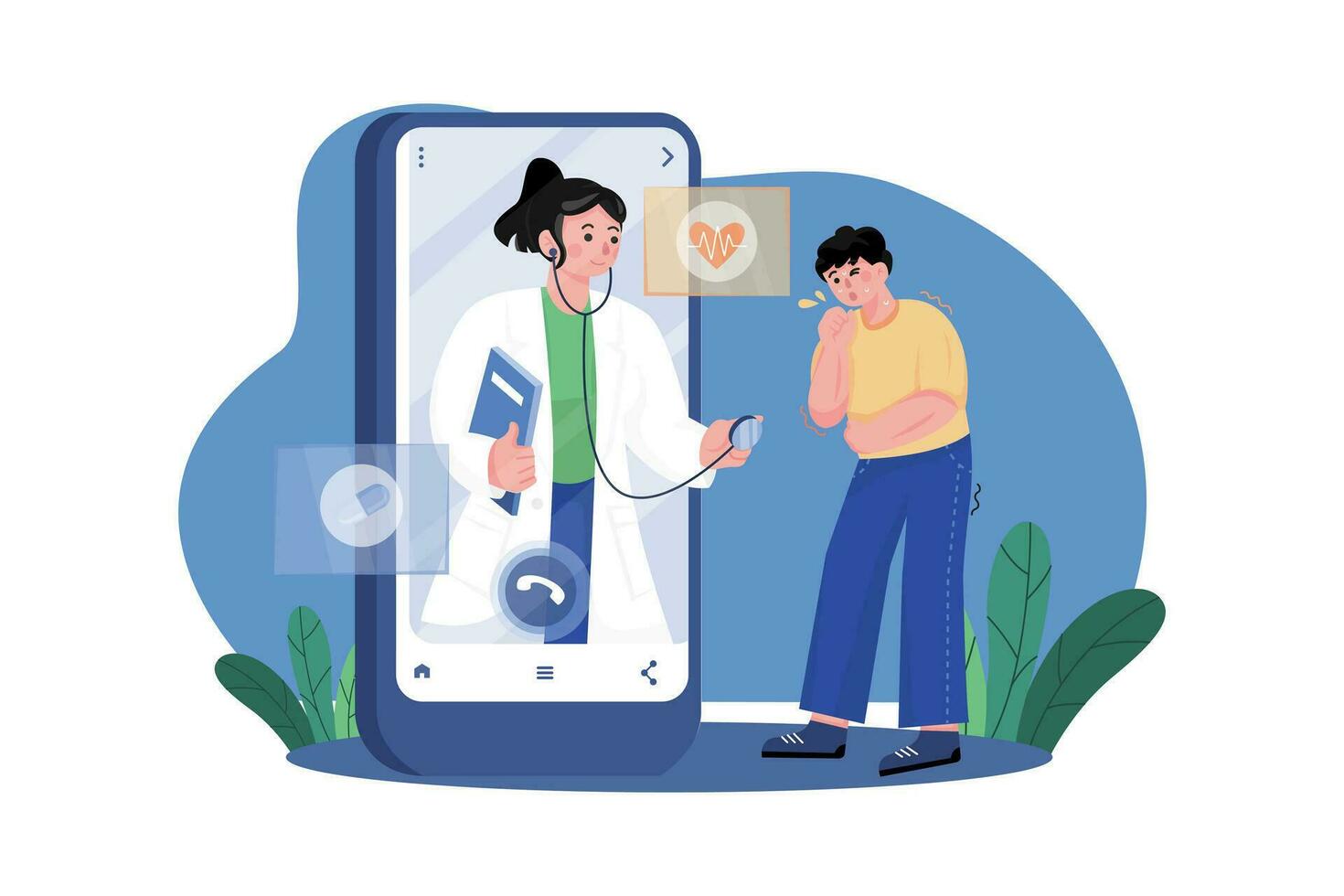 Online Medical Consultation Illustration concept on white background vector