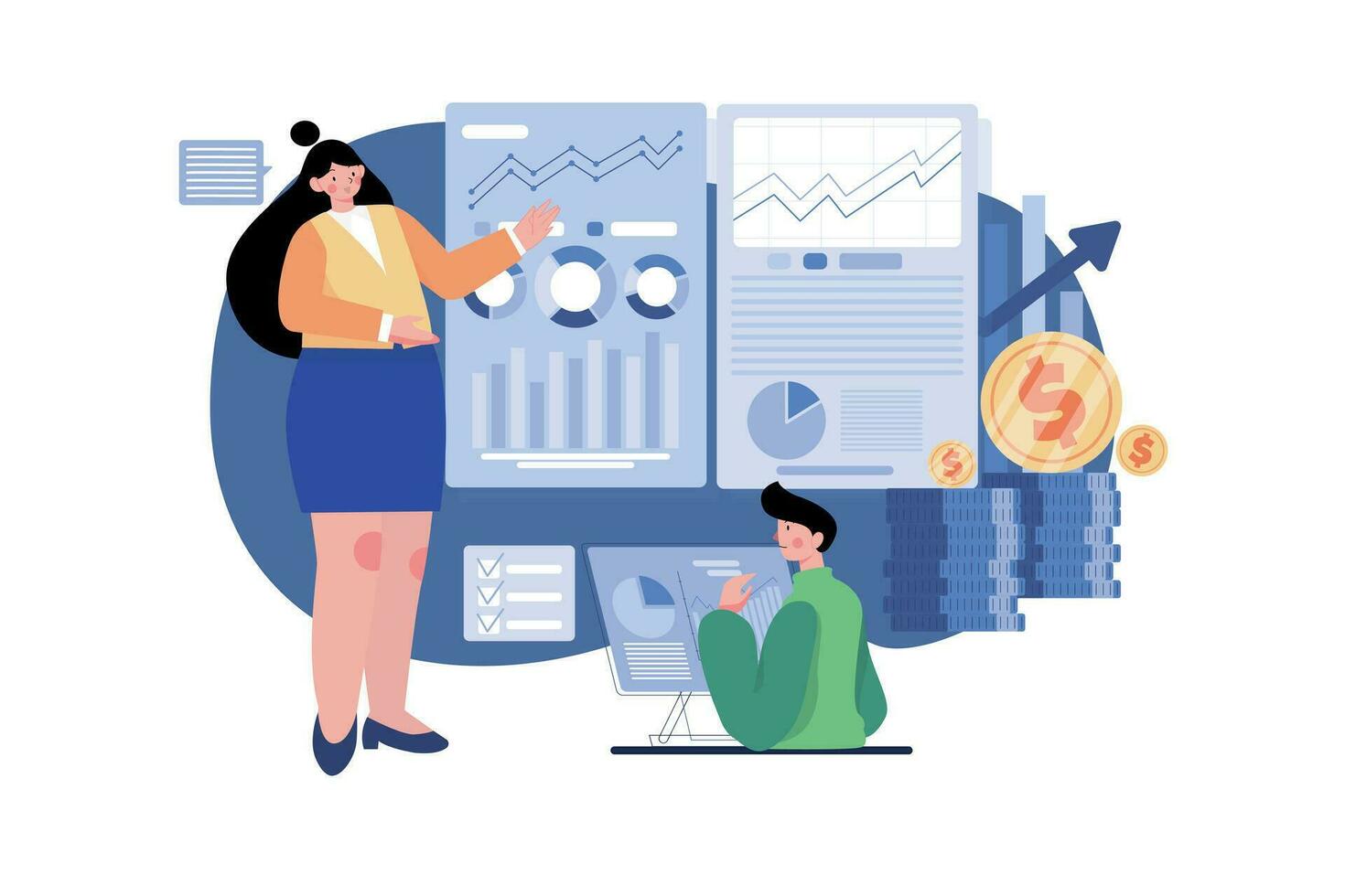 Financial Consulting Service Illustration concept. A flat illustration isolated on white background vector