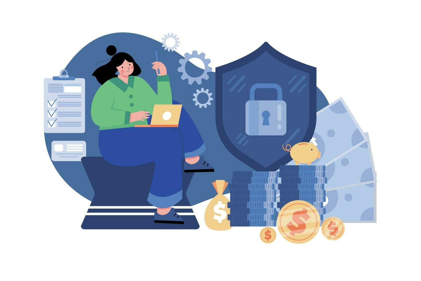 Finance Security Illustration concept. A flat illustration isolated on white background vector