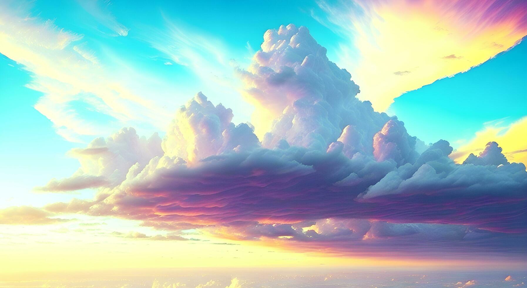 Sky and clouds with beautiful flashy colors, fantasy style. ai generated photo