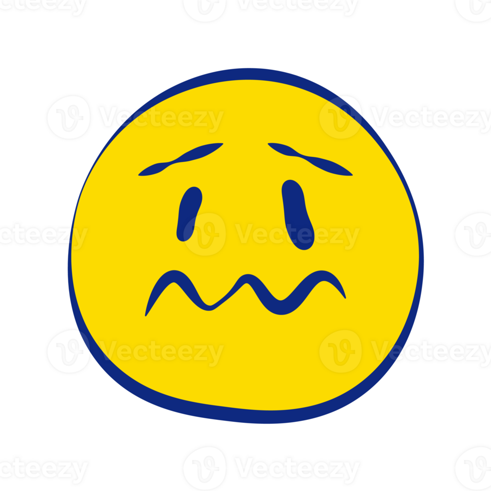 Stressed Grunge Emoticons White Outline Style png