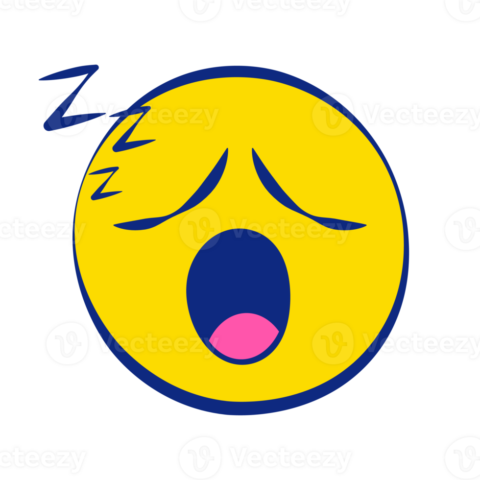 Sleepy Grunge Emoticons White Outline Style png