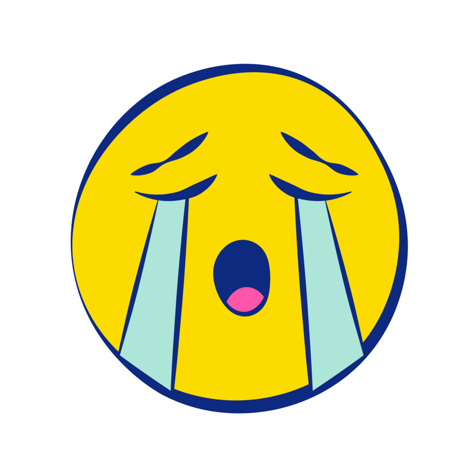 Crying Grunge Emoticons White Outline Style png