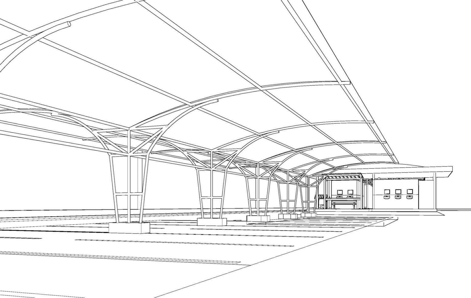 3D illustration of parking and carport vector
