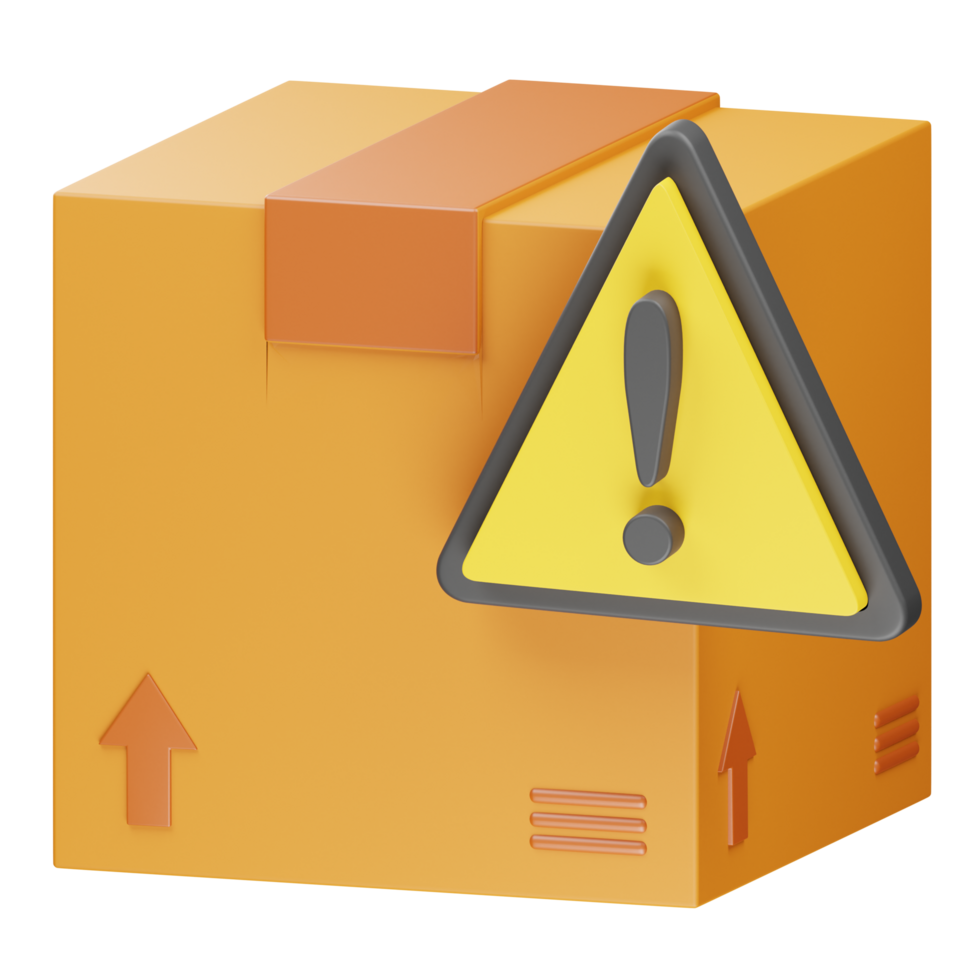 3d box Warning Sign png