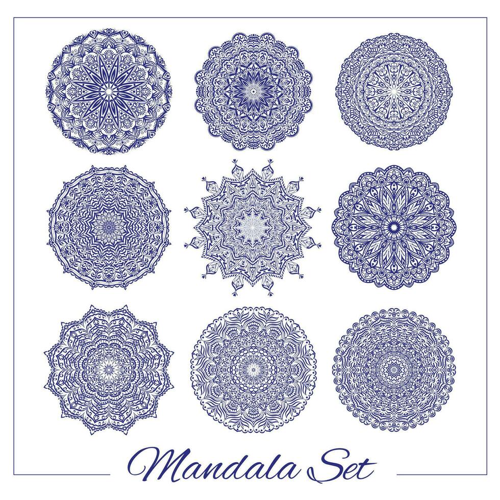 Set of  mandalas. Geometric circular ornament set. Isolated vector elaborate mandalas for coloring book printing, design, logo, yoga, indian and arabic prints. Oriental embellishment elements.