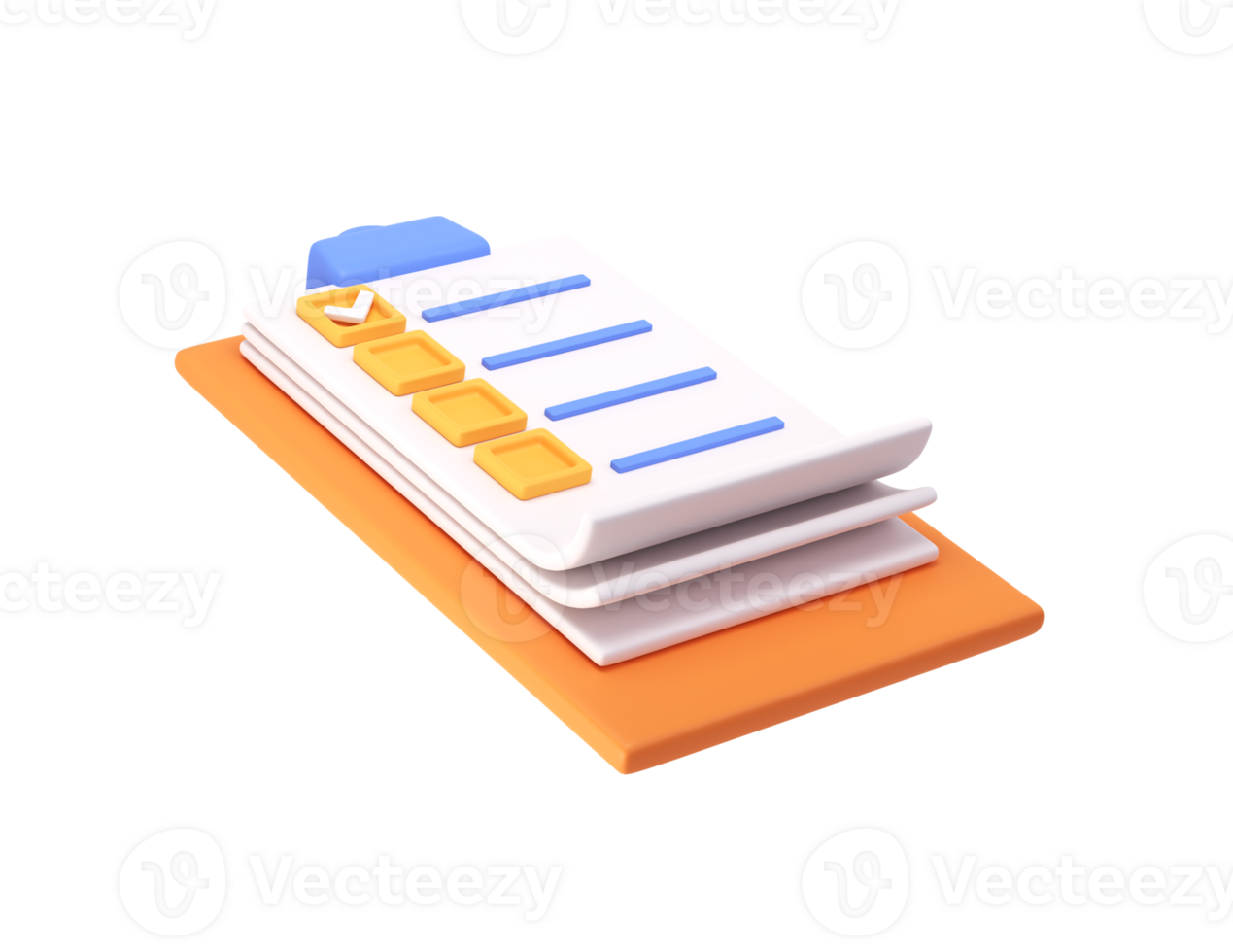 3d white clipboard icon task management todo check list on orange plane background. Work project plan concept, fast checklist, posting plan. productivity checklist png