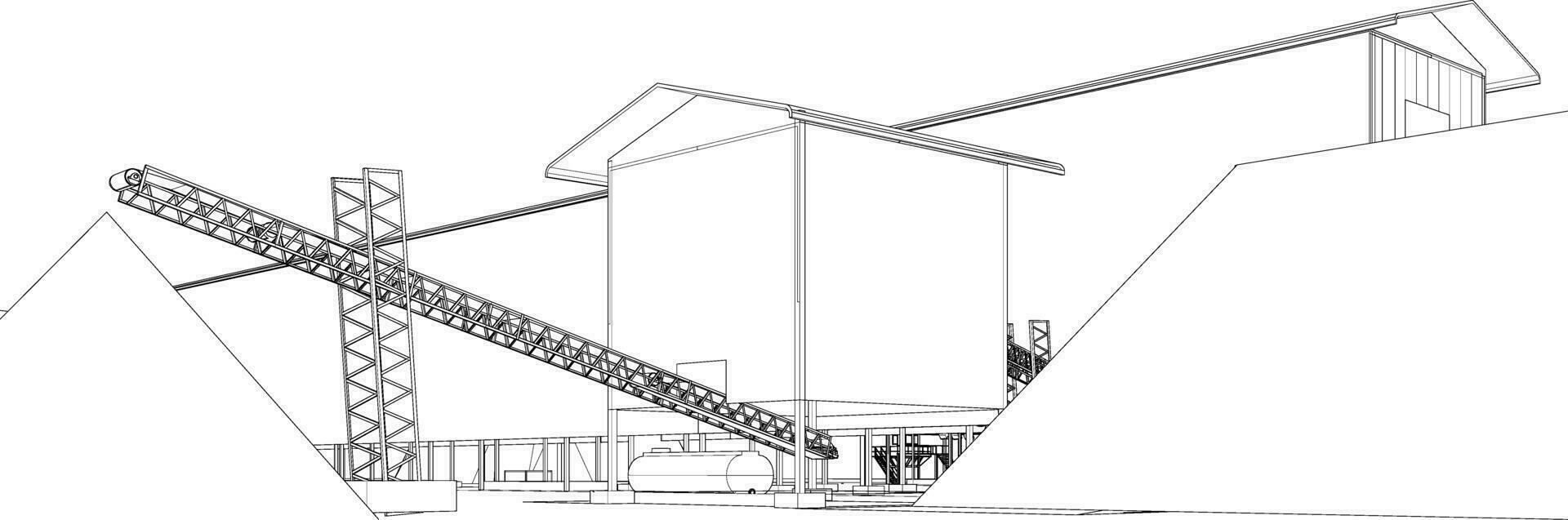 3D illustration of industrial building vector