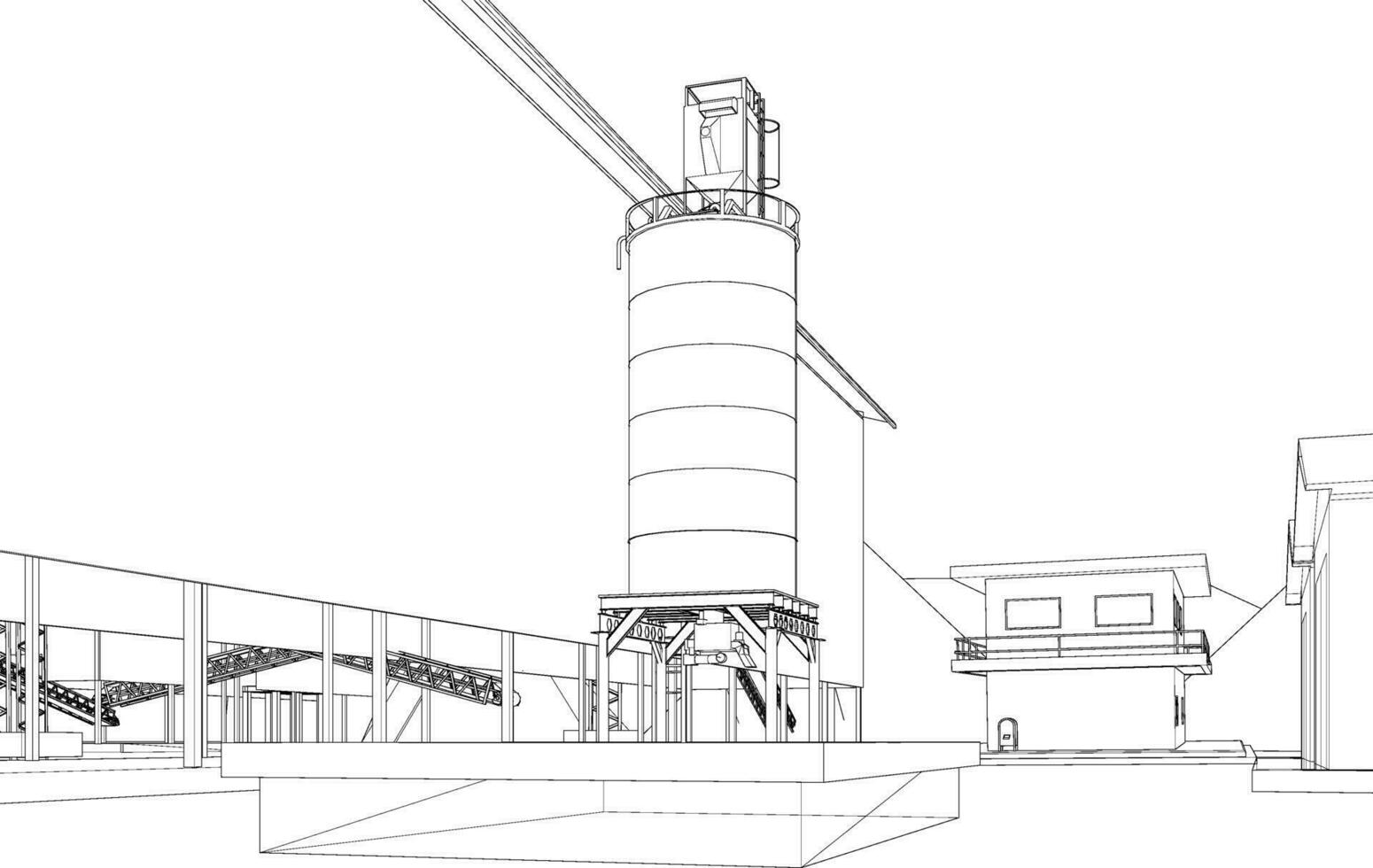 3D illustration of industrial building vector