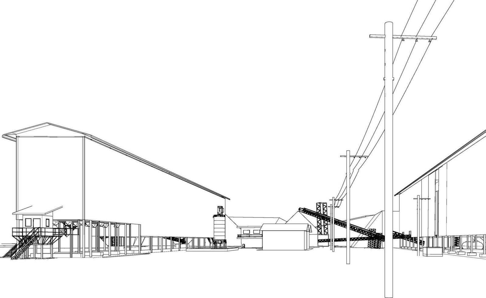 3D illustration of industrial building vector