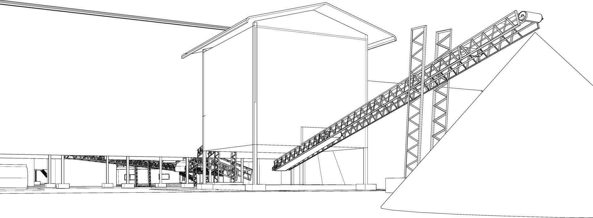 3D illustration of industrial building vector