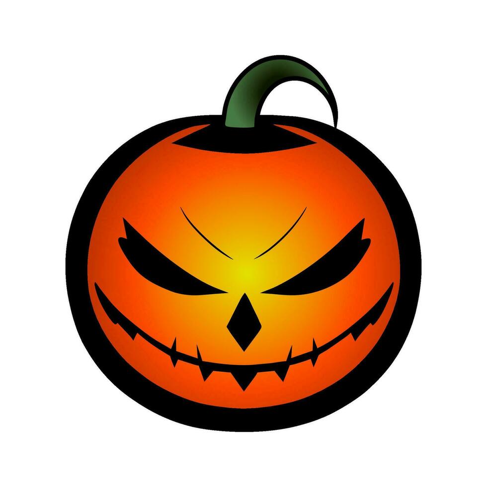 Halloween pumpkin symbol, scary pumpkin face with evil smile. Jack o lantern icon. vector