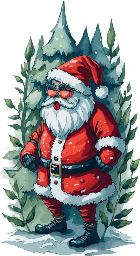 Santa Christmas Watercolor vector