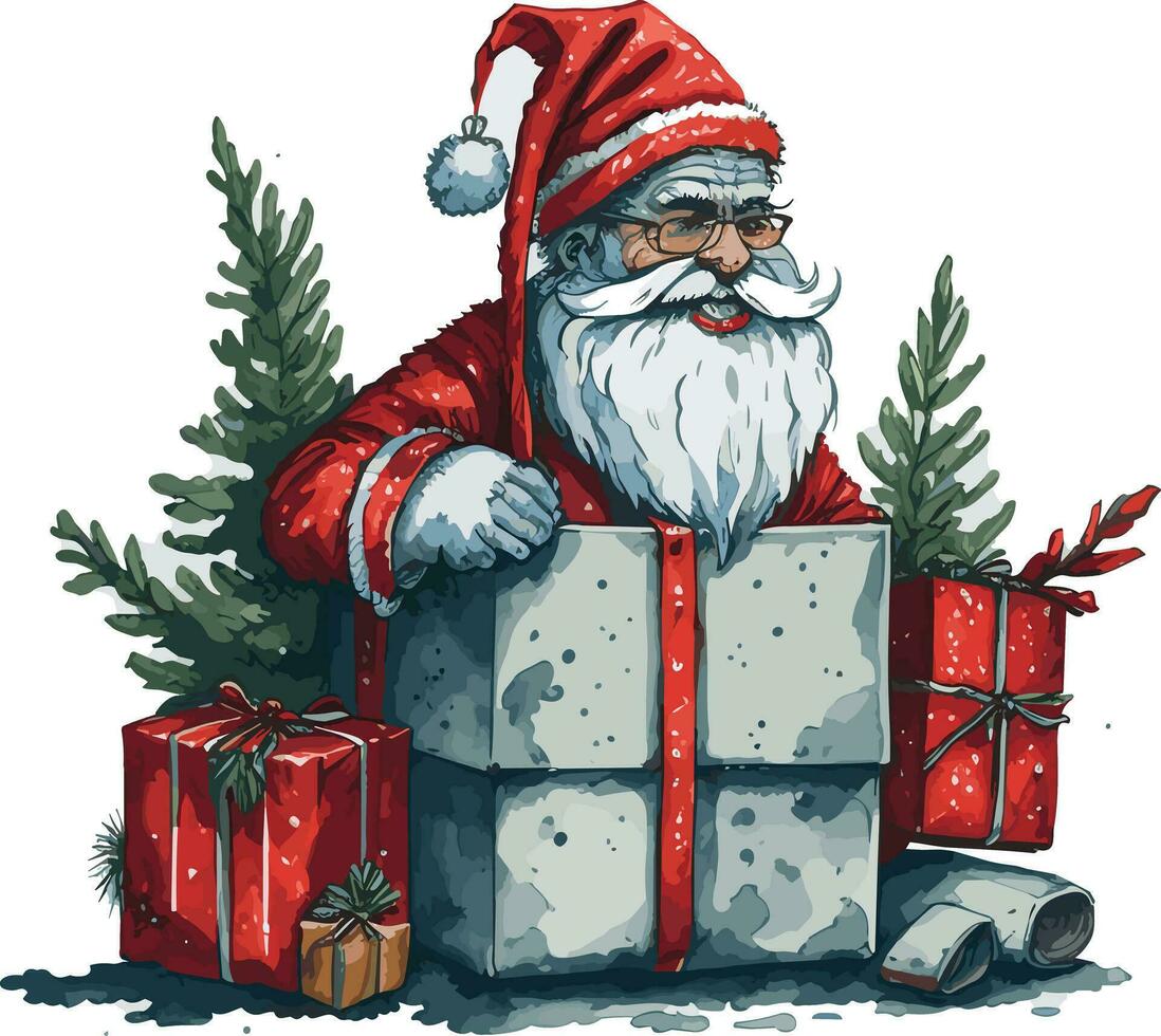 Santa Christmas Watercolor vector