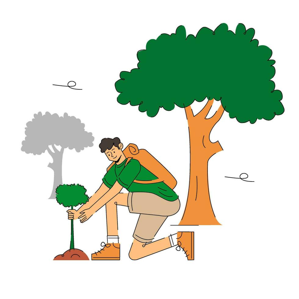 Planting for Tomorrow Character Illustration vector